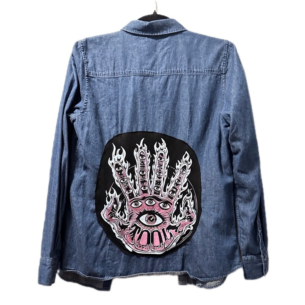 Tool blouse upcycle hand button down - image 10